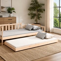 90x190 cm Bed Frame in Solid Pine Wood with Slatted Base