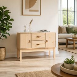 Solid Pine Wood Storage Cabinet 110x40x78cm Brown