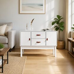 Pine Sideboard Cabinet with 2 Drawers and Compartments