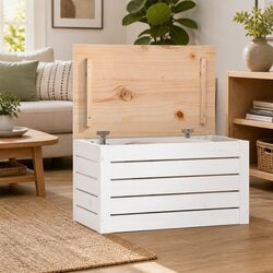Storage Box Made of Solid Pinewood with Dust-Proof Lid