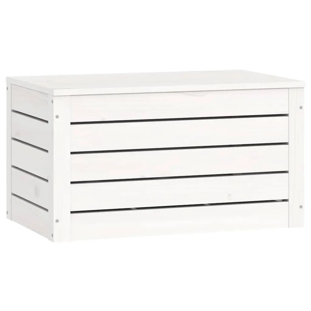 Storage Box White Solid Pinewood Organizer with Lid 59.5 x 36.5 x 33 cm