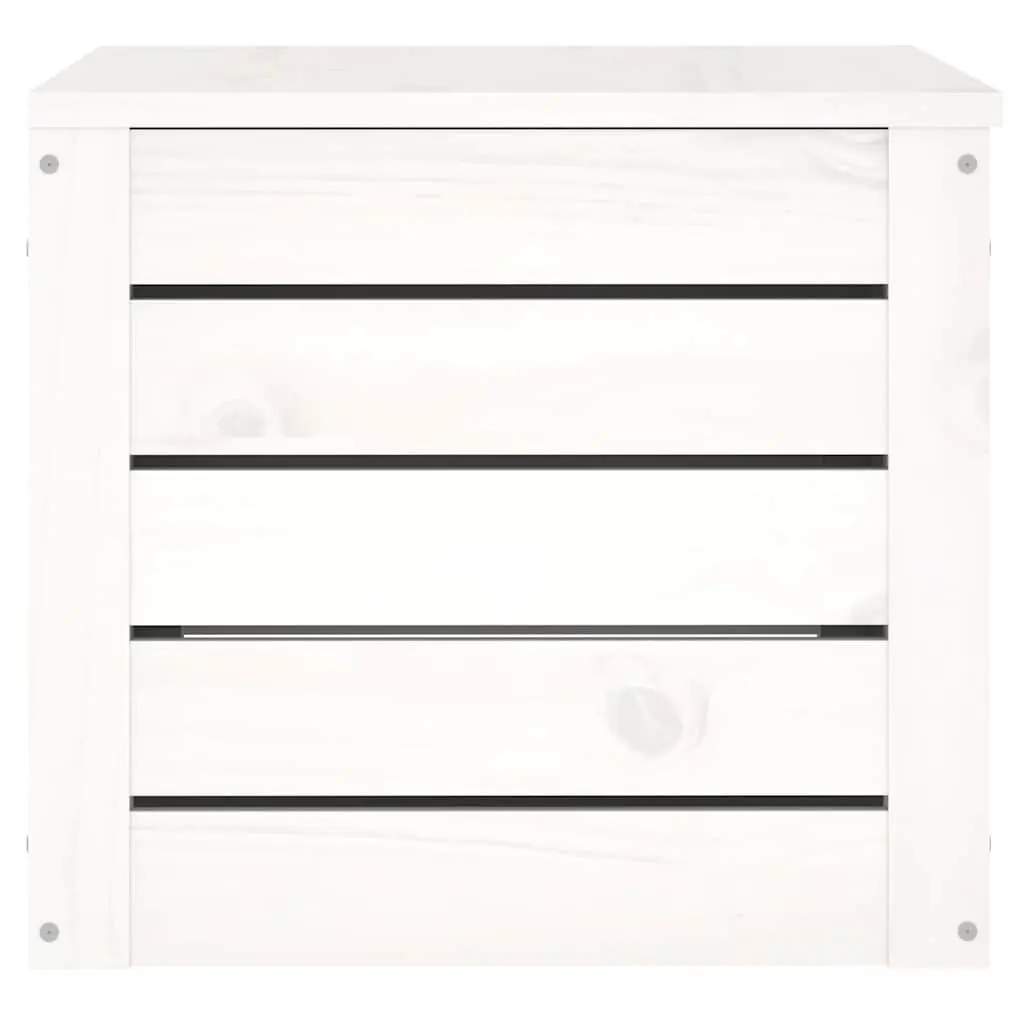 Storage Box White Solid Pinewood Organizer with Lid 59.5 x 36.5 x 33 cm