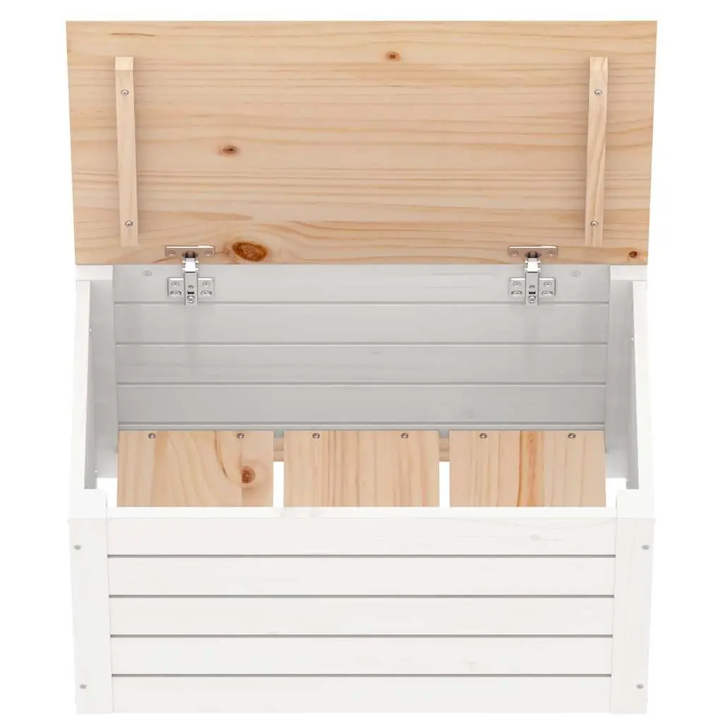 Storage Box White Solid Pinewood Organizer with Lid 59.5 x 36.5 x 33 cm