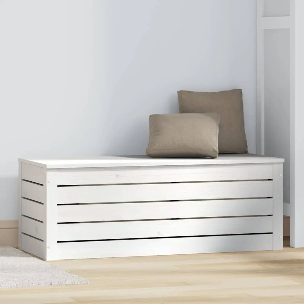Storage Box White Solid Pine Wood Chest Organiser 89x36.5x33 cm