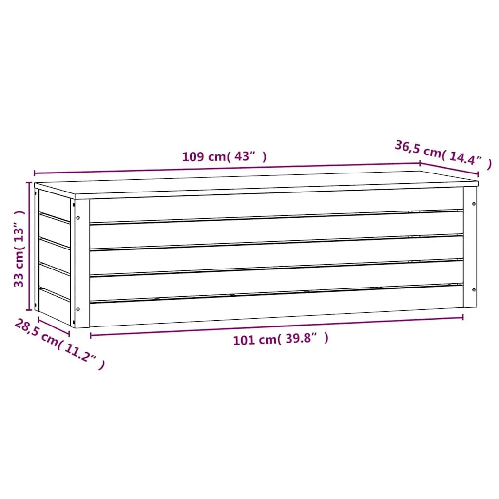 Storage Box Solid Pine Wood Organiser Brown 109 x 36.5 x 33 cm