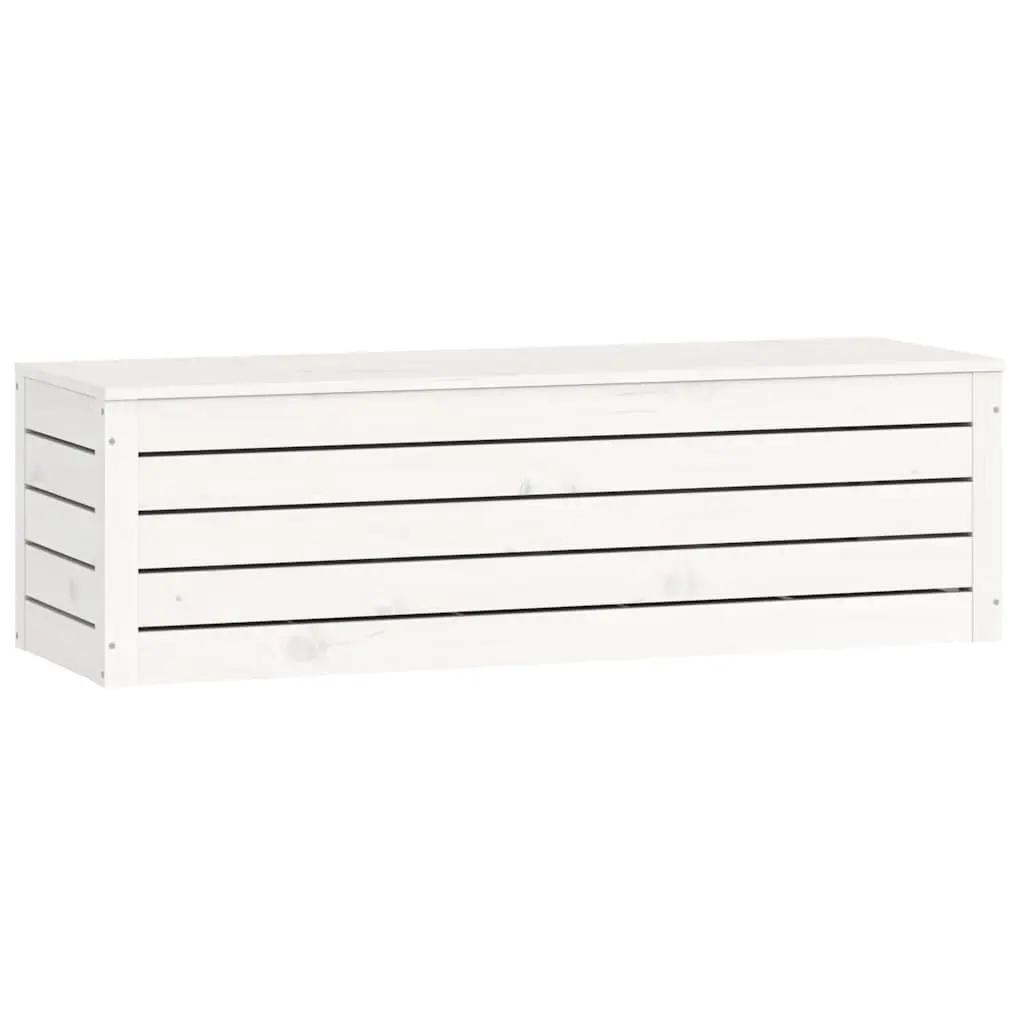 Storage Box White Solid Pine Wood Hinged Lid 109x36.5x33cm Organiser Furniture