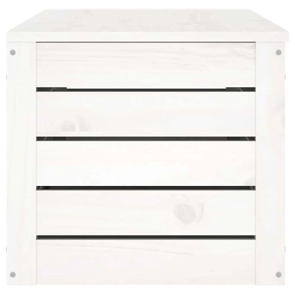Storage Box White Solid Pine Wood Hinged Lid 109x36.5x33cm Organiser Furniture