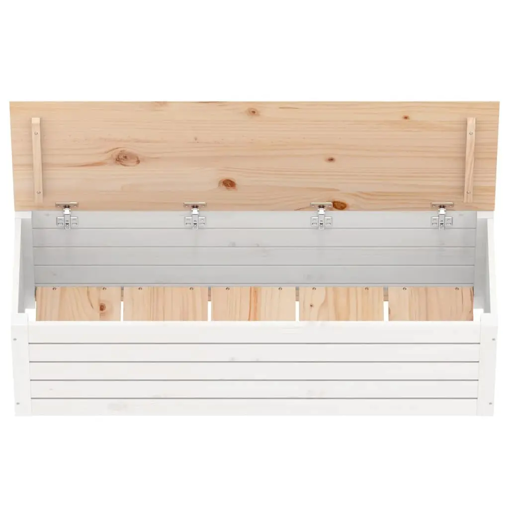 Storage Box White Solid Pine Wood Hinged Lid 109x36.5x33cm Organiser Furniture