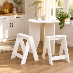 White Wooden Bar Stools Set of 2 for Kitchen Use