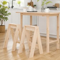 Solid Pine Wooden Stools 2 Pieces Brown 40x40x60cm