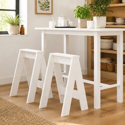 Pine Wooden Stools 2 Pieces White 40x40x60 cm