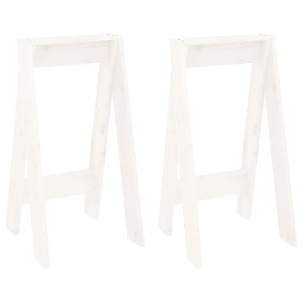 Wooden Stools Backrest-Free Compact White Set of 2
