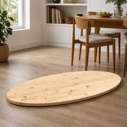 Pine Wood Oval Table Top 90x45x2.5 cm, Brown Finish