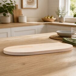 Pine Wood Oval Table Top 60x30x2.5 cm, Brown