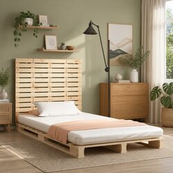 96cm Wall-Mounted Pine Wood Headboard in Brown