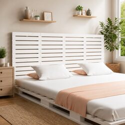 Solid Pine Wall-Mounted Headboard, 156cm White Finish