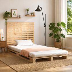 141cm Wall-Mounted Headboard in Solid Pine Wood