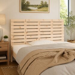141 cm Wall-Mounted Solid Pine Headboard in Brown
