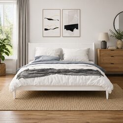 2 pcs Wall-mounted Bedside Shelves in White Solid Pine