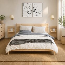 Functional Wall-Mounted Bedside Shelves 2 pcs Pine Wood