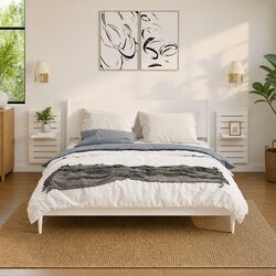Functional Wall-Mounted Bedside Shelves - White Pine
