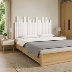 140cm White Wall-Mounted Headboard Solid Pine Wood