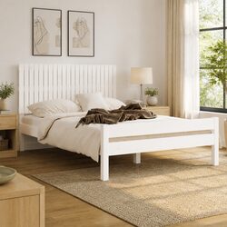 140cm White Solid Pine Wall Headboard for Beds