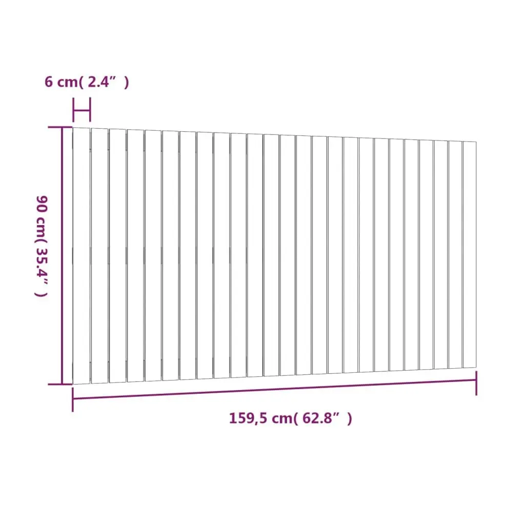 Wall Mounted Headboard Comfort 159.5cm White Solid Pine Wood Panel