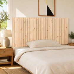 185cm Wall-Mounted Headboard in Brown Solid Pine Wood