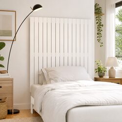 95.5cm Wall-Mounted Headboard, Solid Pine Wood in White