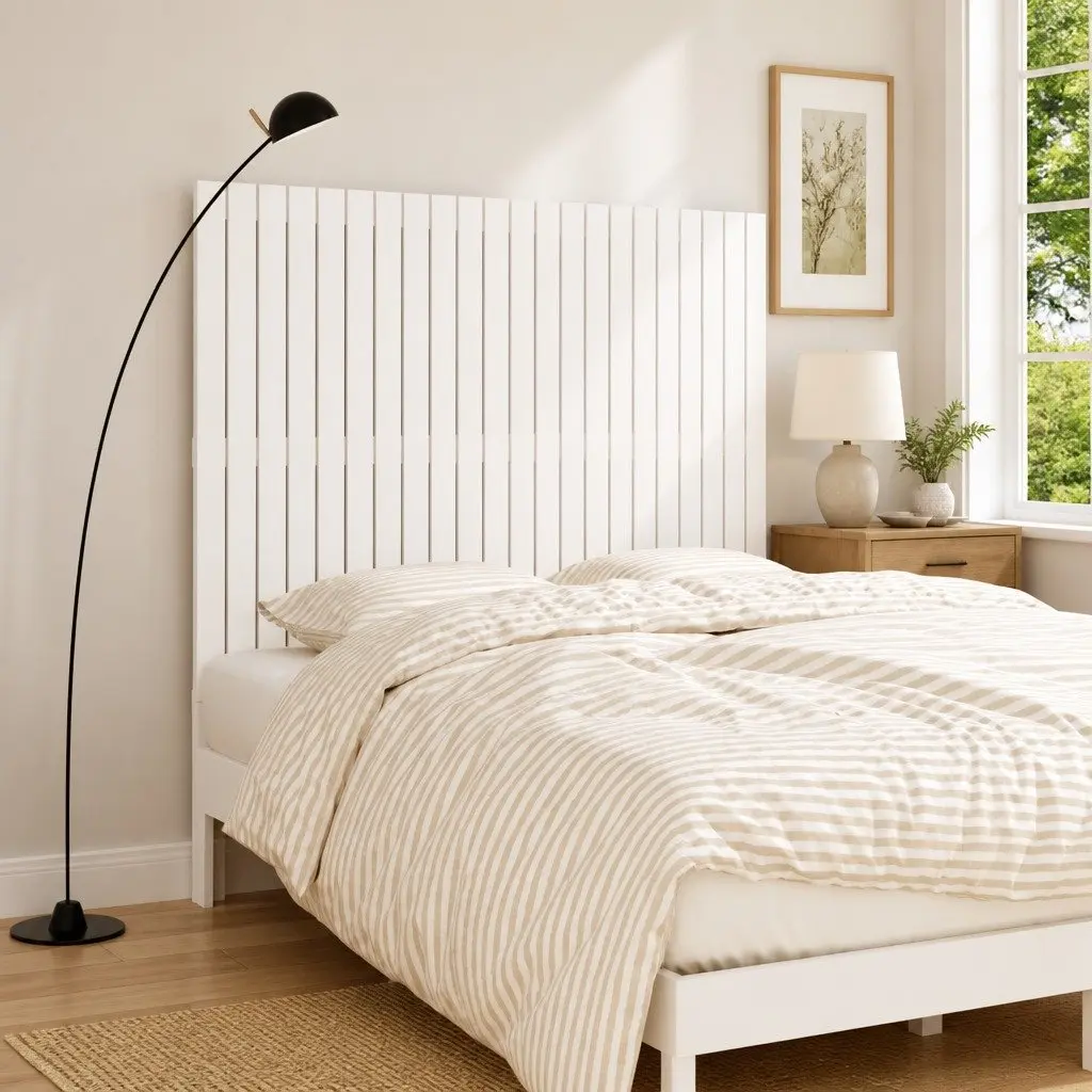 Wall Headboard Back Support 140cm White Solid Pine Wood