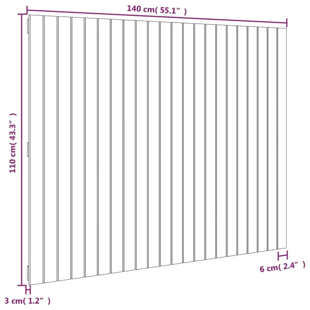 Wall Headboard Back Support 140cm White Solid Pine Wood