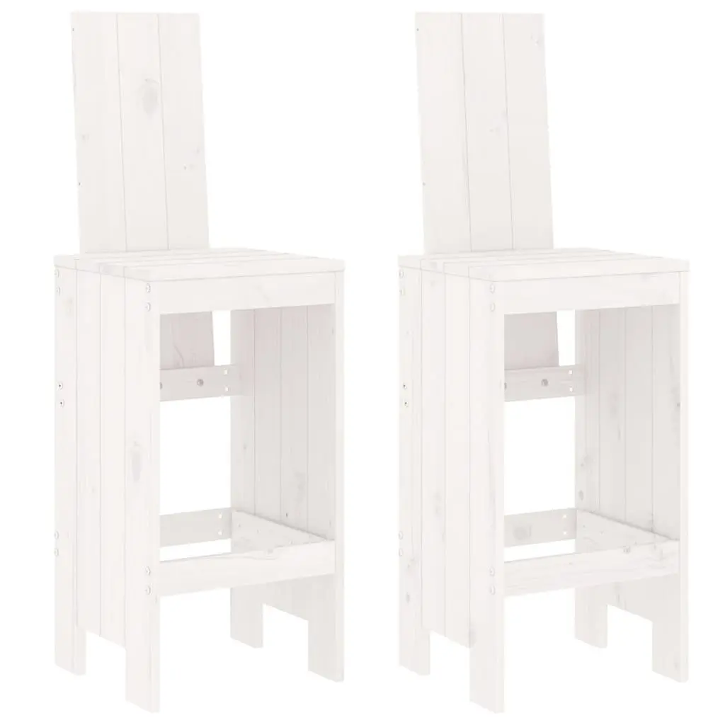 Bar Stools Comfort Backrest Footrest 75 cm White Solid Wood Pine 2 Piece