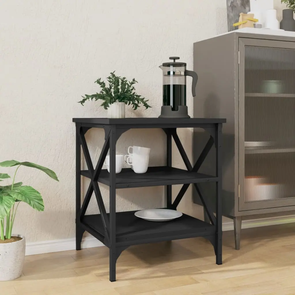 End Table Storage Black Engineered Wood 40L x 42W x 50H cm