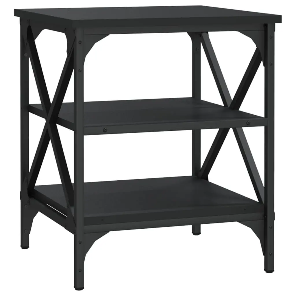 End Tables Storage Function 40x42x50cm Black 2 Piece Industrial Style