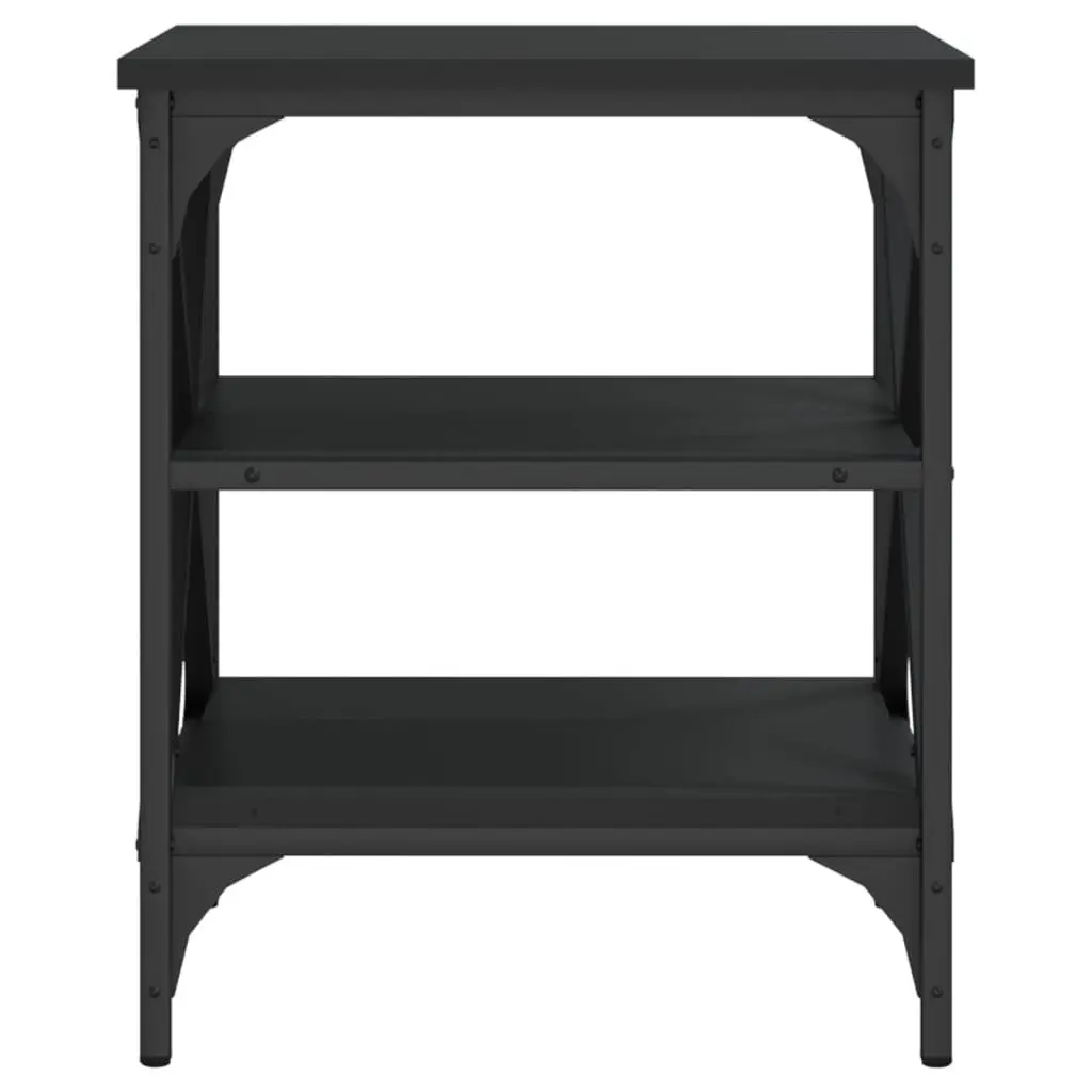 End Tables Storage Function 40x42x50cm Black 2 Piece Industrial Style