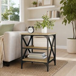 Engineered Wood Side Table with Steel Frame 40x42x50cm