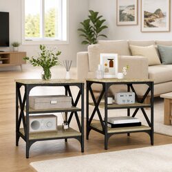 Set of 2 End Tables in Sonoma Oak Brown