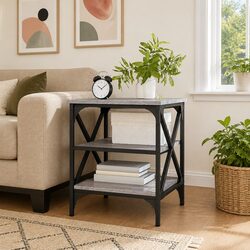 Sonoma Grey Engineered Wood Side Table with Steel Frame
