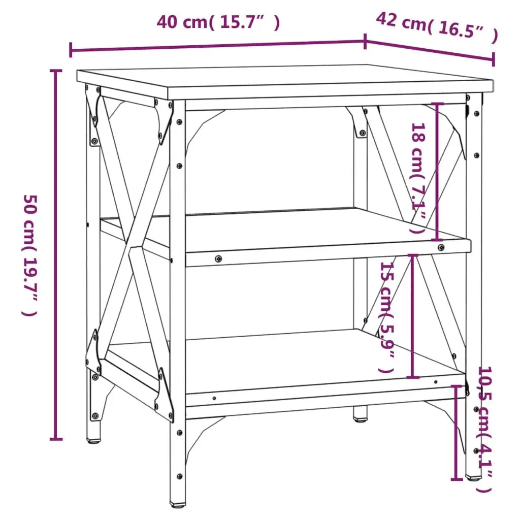 End Tables Storage Feature 2 Piece Grey Engineered Wood Side Table