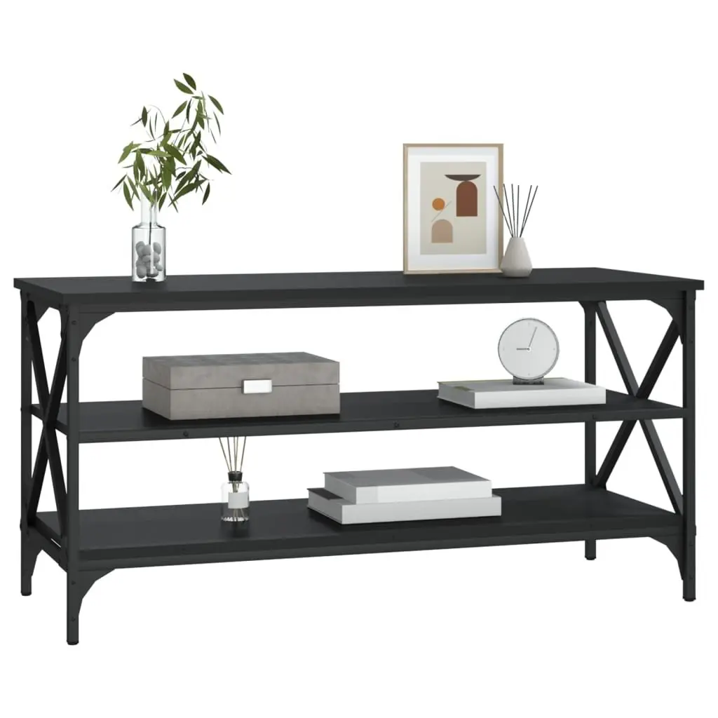 TV Stand Industrial Style Black Engineered Wood Media Storage Unit 100cm x 40cm x 50cm