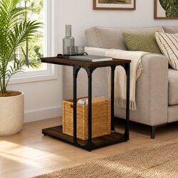 End Table with Steel Frame and Engineered Wood 50x35x52cm