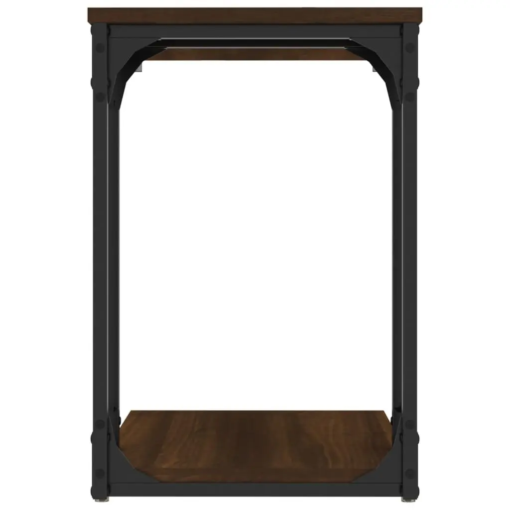 Side Table Storage Function C-Shaped 50x35x52cm Brown Engineered Wood