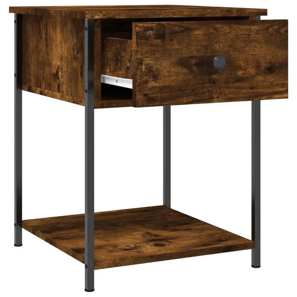 Bedside Tables 2 pcs Engineered Wood Storage Brown 44W x 45D x 58H cm