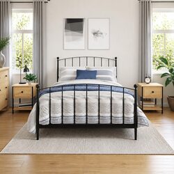 Engineered Wood Bedside Tables 2 pcs with Metal Frame