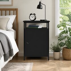 Engineered Wood Black Bedside Cabinet 40x42x60cm
