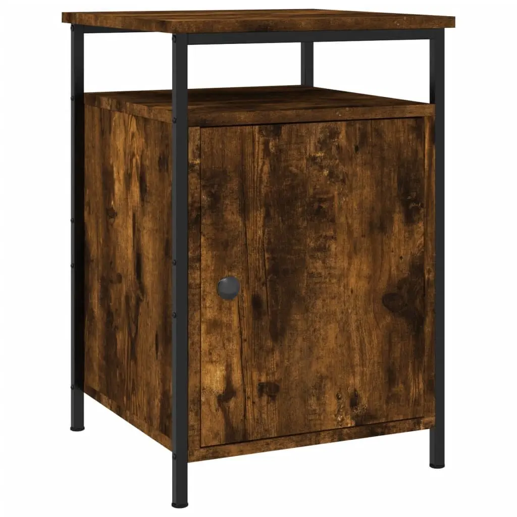 Bedside Cabinets Compact Storage 2 Piece Brown Engineered Wood Nightstand Tables