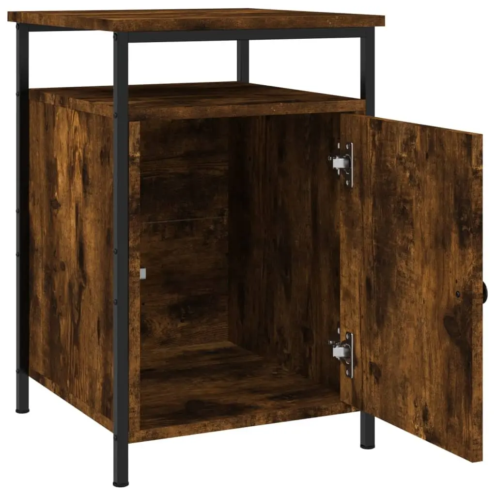 Bedside Cabinets Compact Storage 2 Piece Brown Engineered Wood Nightstand Tables