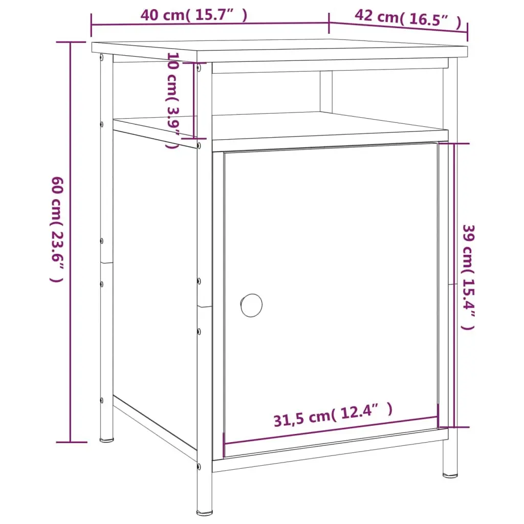 Bedside Cabinets Convenience Feature 2 pcs Grey Sonoma Engineered Wood Storage Side Table