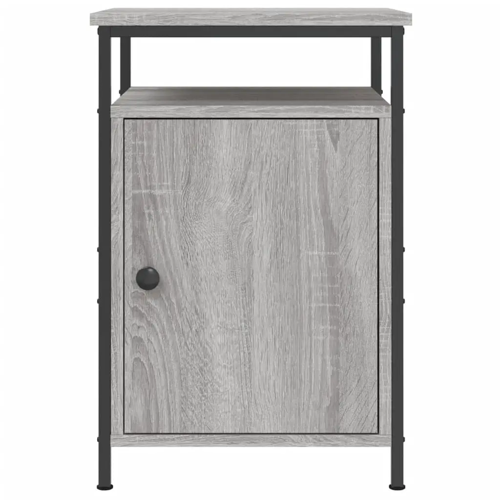 Bedside Cabinets Convenience Feature 2 pcs Grey Sonoma Engineered Wood Storage Side Table